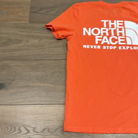 NORTH FACE Orange Crew Neck Short Sleeve Cotton Tee Shirt T Top Outdoor Size XS - Picture 5 of 10
